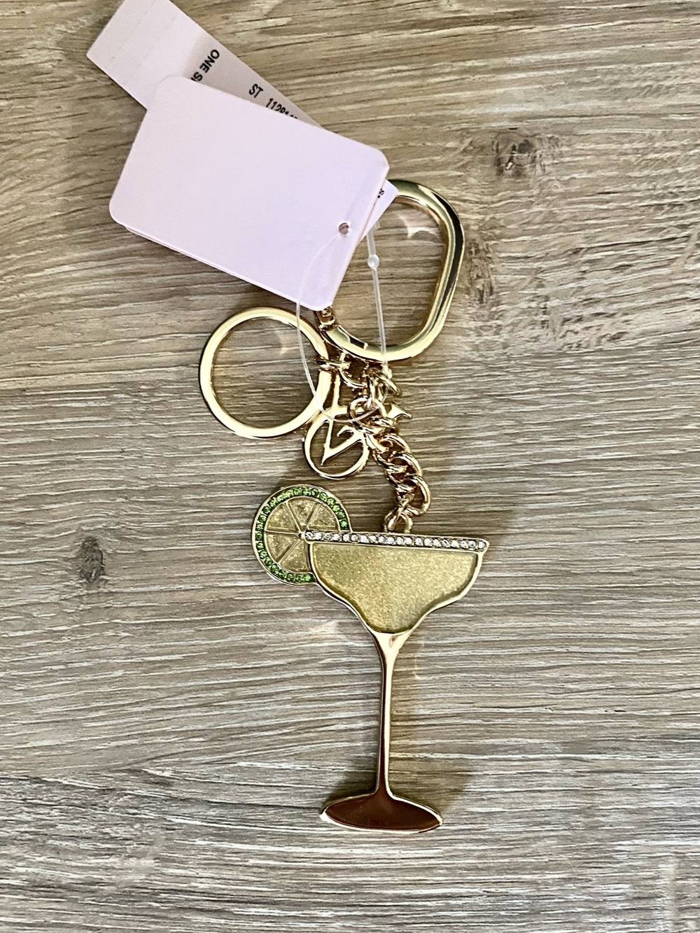 Victoria's Secret Gold Margarita Glass Keychain with Lime Accent